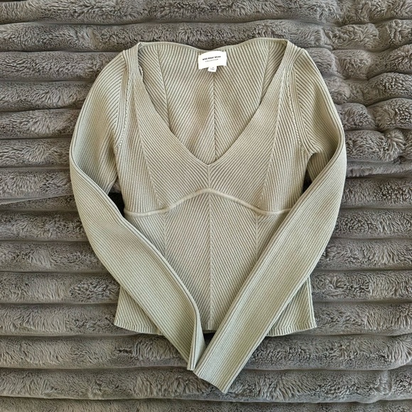 Who What Wear Tops - Who What Wear Olive Green Ribbed Knit Top